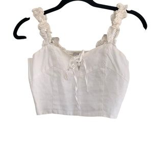 Lace Up Ruffle Sleeve Crop Top